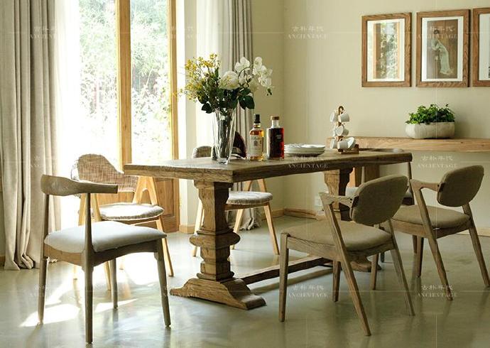实木家具 老榆木 实木餐桌 古朴年代   